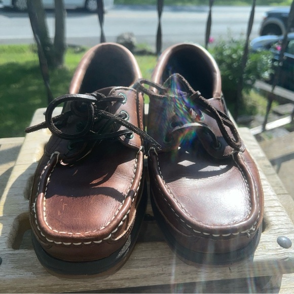 Riggers Men 9.5D 3 Eye Boat Shoes Brown Leather - Picture 3 of 11